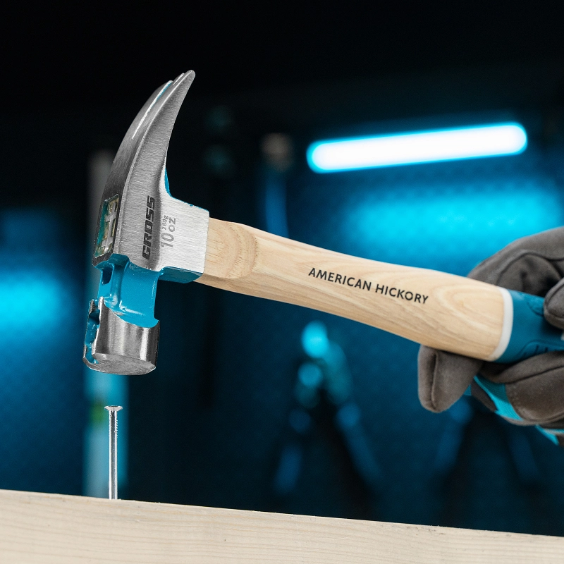 Молоток-гвоздодер, 280 г, угол 75, магнит, обрезиненная рукоятка American hickory GROSS (10417)