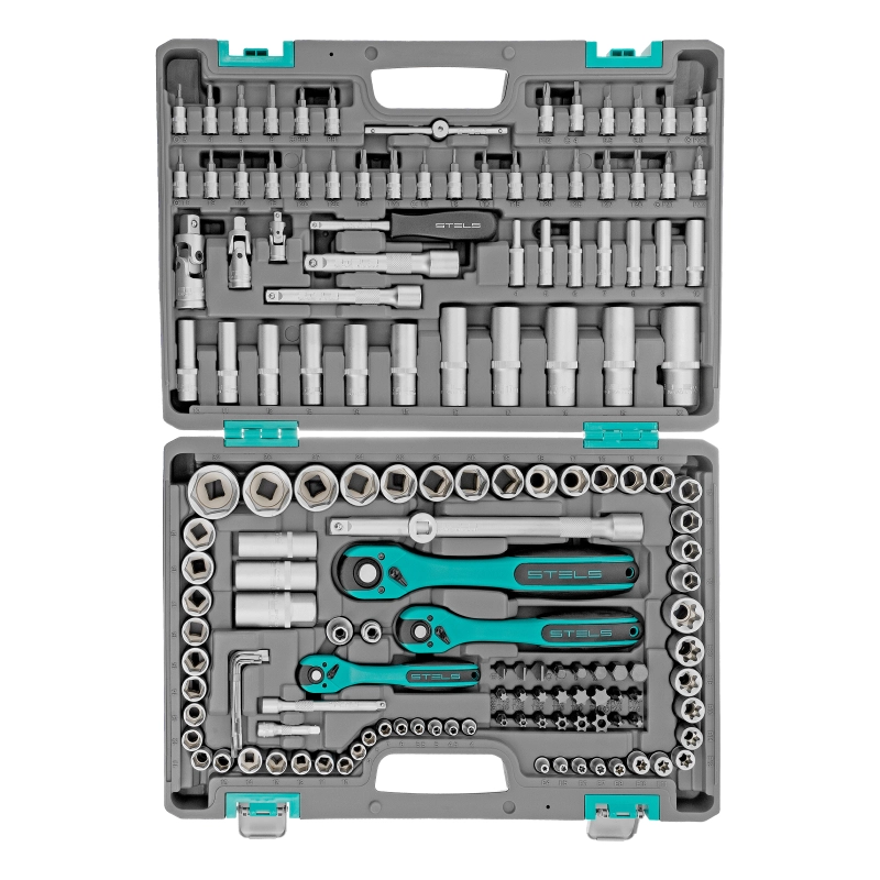 Набор инструментов, 1/4", 3/8", 1/2", Cr-V, S2, усиленный кейс, 151 предмет Stels (14114)