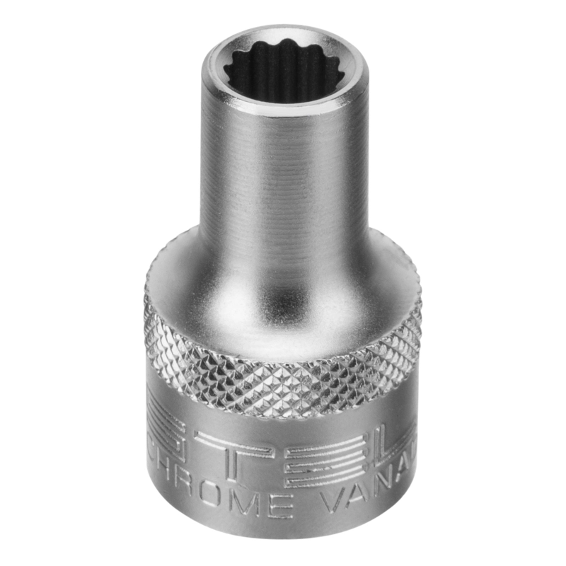 Головка торцевая, 8 мм, двенадцатигранная, CrV, под квадрат 1/2, хромированная Stels (13647)