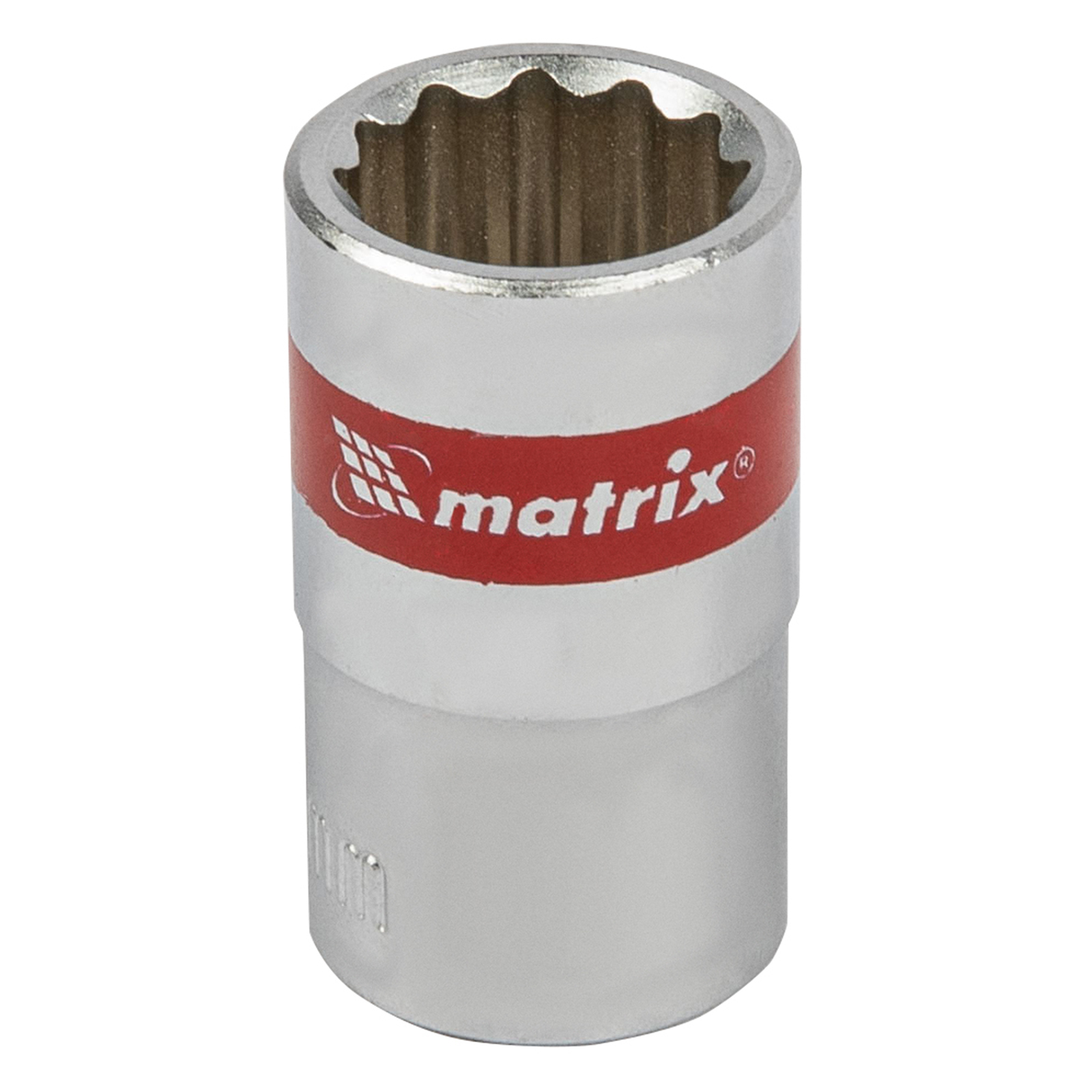Головка торцевая, 15 мм, двенадцатигранная, CrV, под квадрат 1/2, хромированная Matrix (13689)