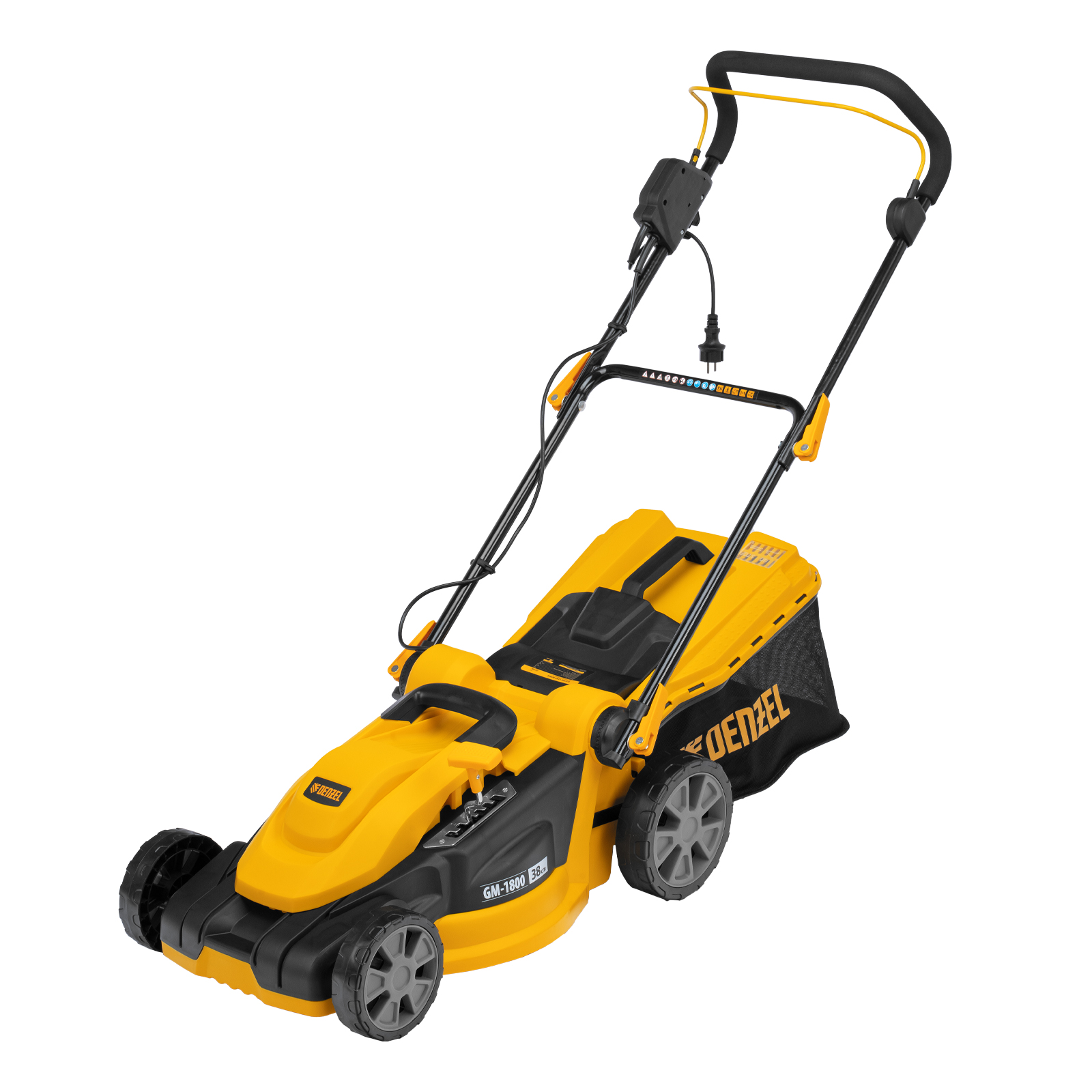Газонокосилка электрическая GM-1800, 1800 Вт, шир. 38 см, 6 уров., травосб. 40 л. Denzel (96617)