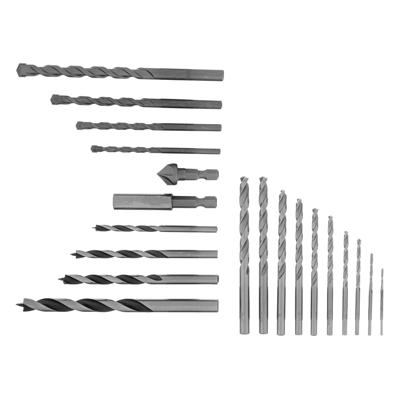 Набор сверл комбинированный, сверла по металлу 1-6 мм, бетону 4-8 мм, дереву 4-8 мм, биты 10 шт, адаптер, зенковка, 31 предмет Pro Matrix (725631)