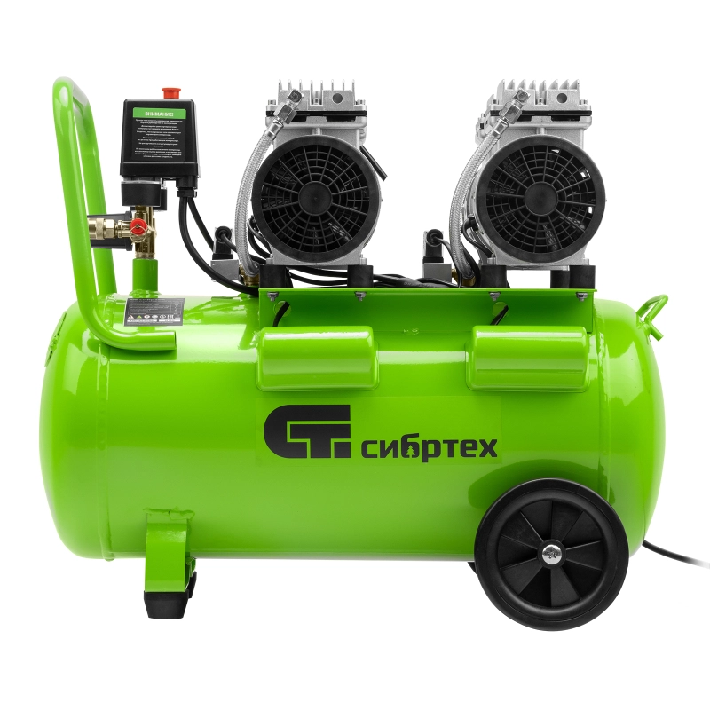 Компрессор безмаслянный малошумный МБ 2000/50, 2000 Вт, 50л, 300 л/мин Сибртех (58007)