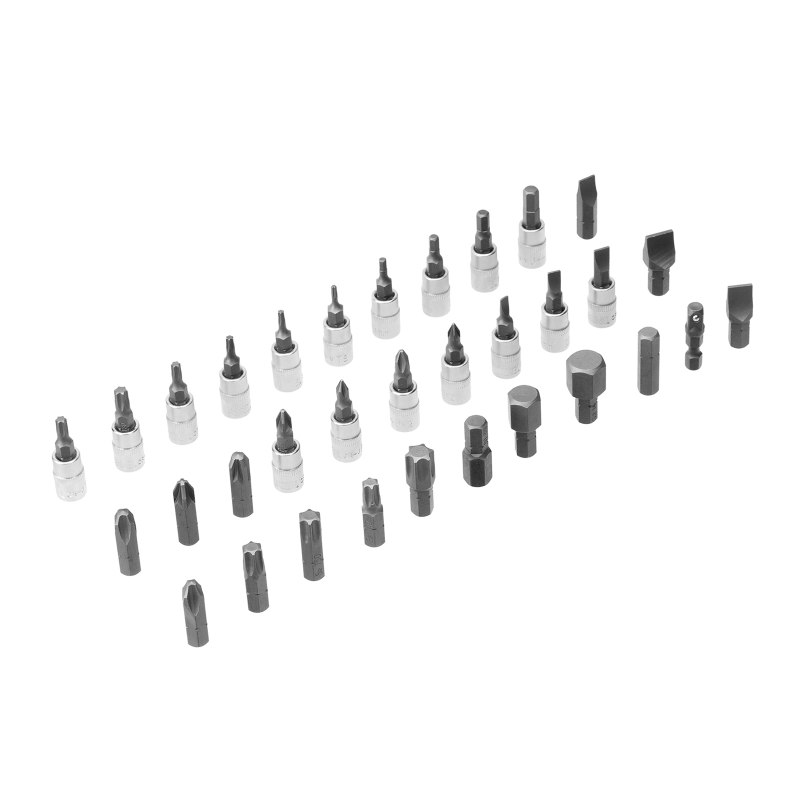 Набор инструментов, 1/2", 1/4", CrV, S2, пластиковый кейс, 82 предмета Denzel (15809)
