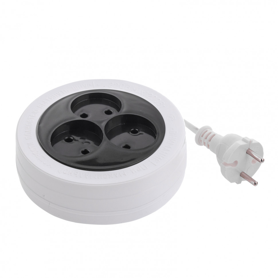 Удлинитель электрический бытовой рулетка, 5 м, 3 розетки, 6 А, тип УХ-6 Сибртех (95904)