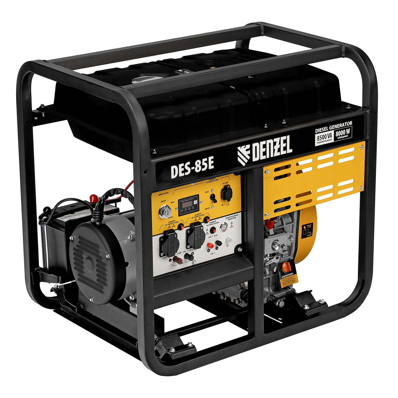 Генератор дизельный DES-85E, 8,5 кВт, 230 В, 16 л, электростартер Denzel (94415)