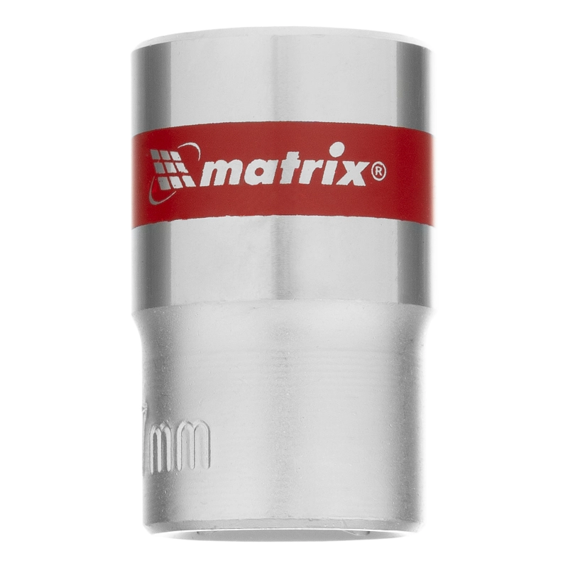 Головка торцевая, 17 мм, двенадцатигранная, CrV, под квадрат 1/2, хромированная Matrix (13690)