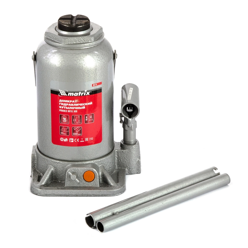 Домкрат гидравлический бутылочный, 20 т, h подъема 244-449 мм Matrix (50778)