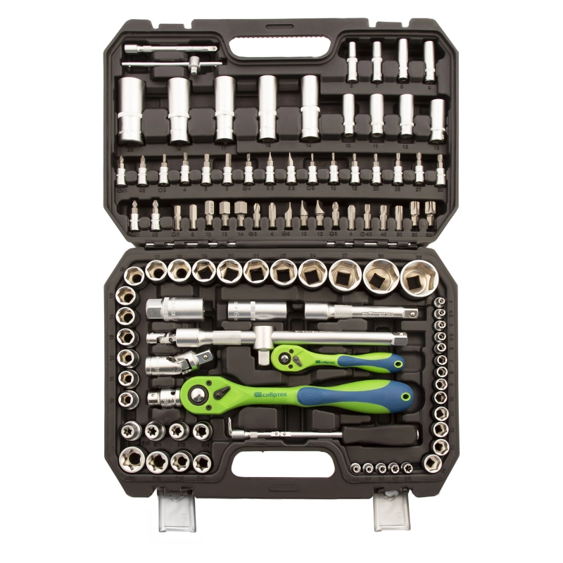 Набор инструментов 108 предметов, CrV, 1/2", 1/4" Сибртех (13511)