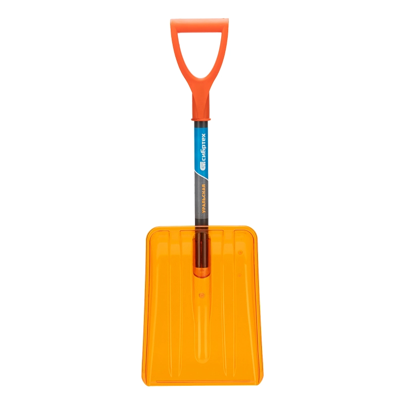 Лопата для уборки снега, поликарбонат, 270х360х840 мм, стальной черенок, усиленная Сибртех (61673)