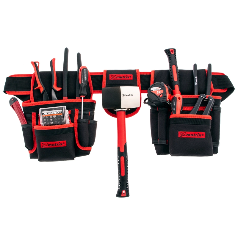 Сумка-пояс двойная, 20 карманов, держатель для молотка Matrix (90240)