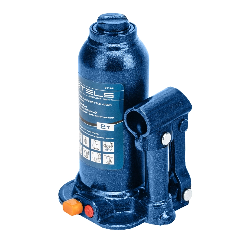 Домкрат гидравлический бутылочный телескопический, 2 т, подъем 170-380 мм Stels (51144)