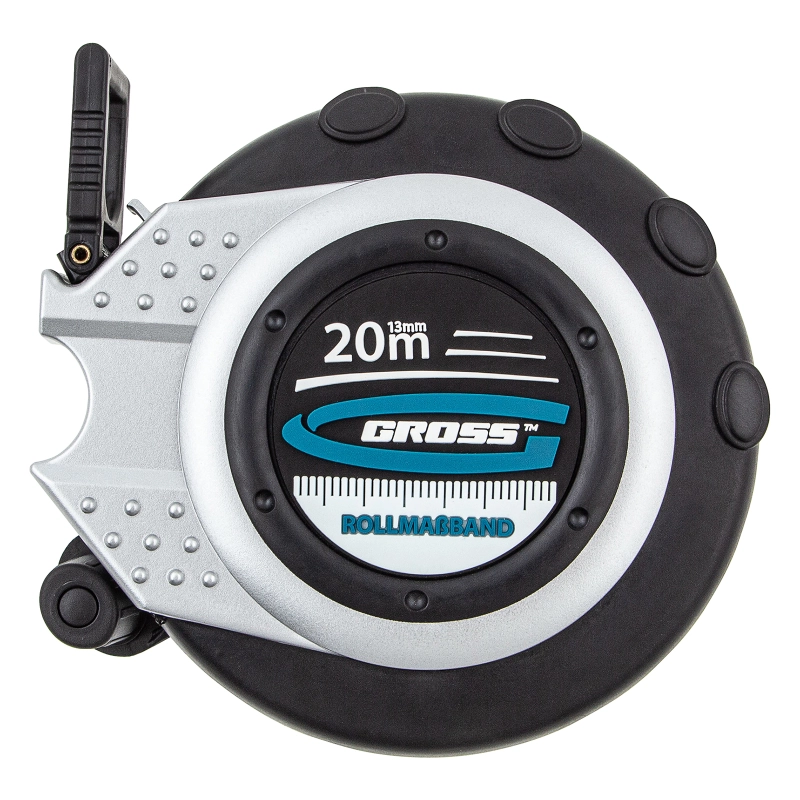 Рулетка геодезическая 20 м х 13 мм, закрытый корпус, металлическая лента, нейлон Gross (31251)