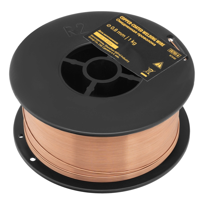 Омедненная проволока ER70S-6, диам. 0,8 мм, 1 кг, диам. катушки D100 Denzel (97540)