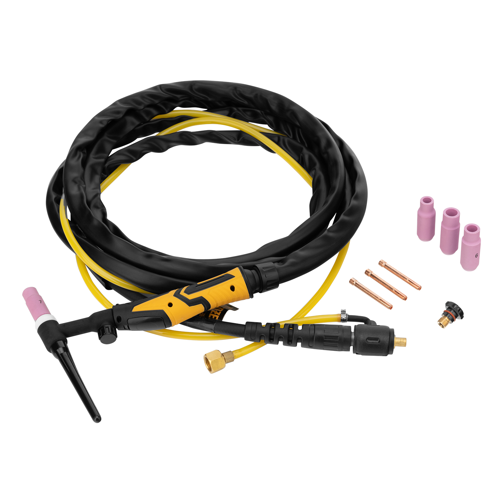 Горелка сварочная TIG WP17V, прямое подключение к баллону, 4 метра Denzel (93643)