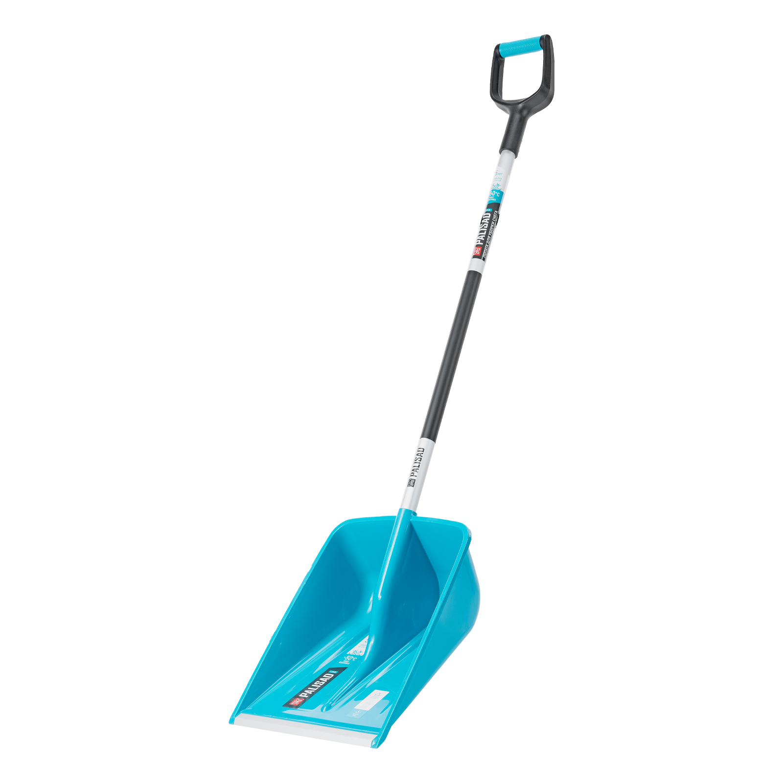 Лопата для уборки снега, полипропилен, 365х460х1500мм, алюминиевый черенок, ПВХ накладка, LUXE Palisad (61794)