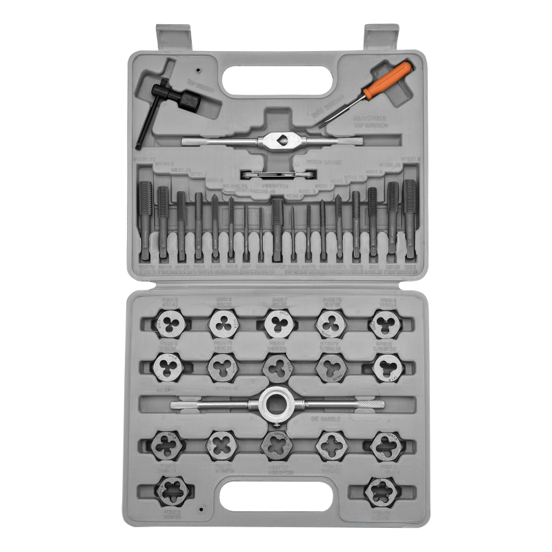 Набор метчиков и плашек М3-М12, плашко-метчикодержатель, 40 предметов, пластиковый бокс Sparta (773155)