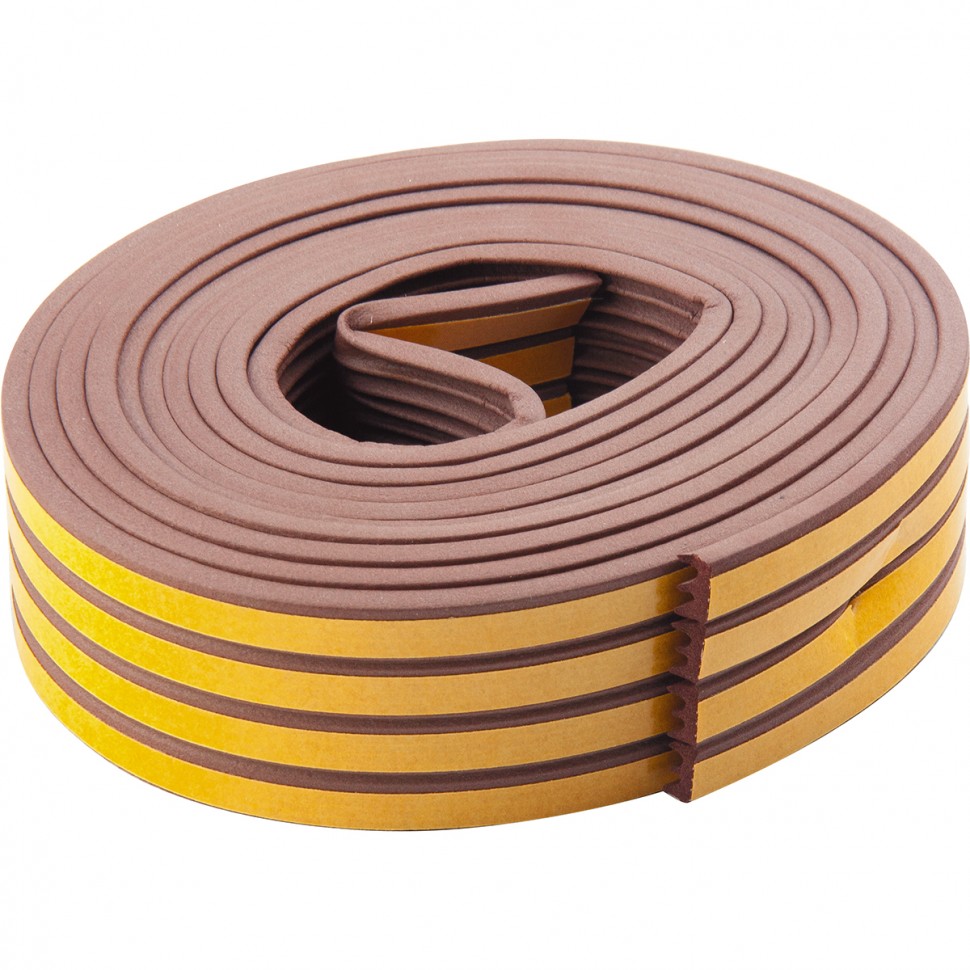 Уплотнитель, 6 м, профиль "E", коричневый Сибртех (93944)