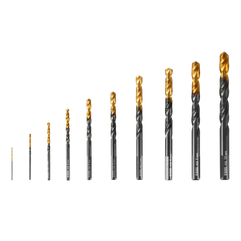 Набор сверл по металлу, 1-10 мм, HSS-Tin, Golden Tip, 10 шт Denzel (72316)