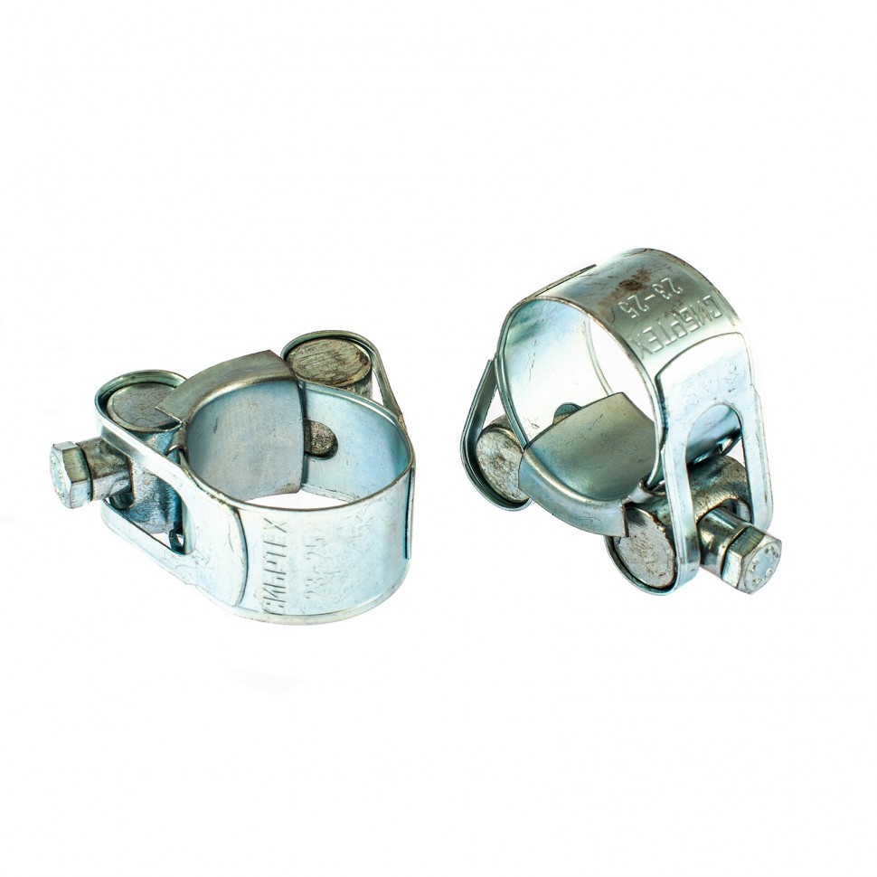 Хомуты металлические, силовые 23-25 мм, ширина 18 мм, шарнирный, W1, 2 шт Сибртех (47508)