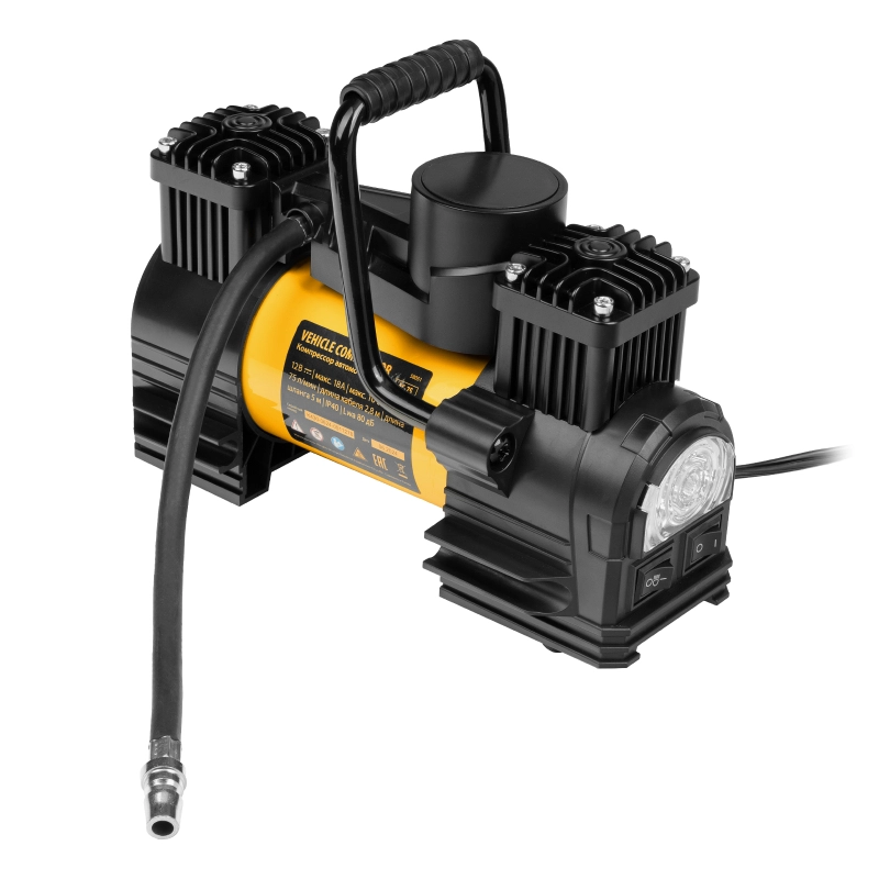 Компрессор автомобильный AC-75, 12 В, 10 атм., 75 л/мин, LED Denzel (58051)