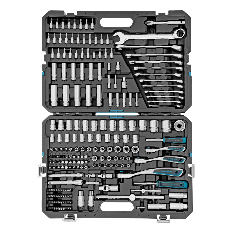 Набор инструментов, 1/2", 3/8", 1/4", CrV, 120 зубьев, 216 предметов Gross (14157)
