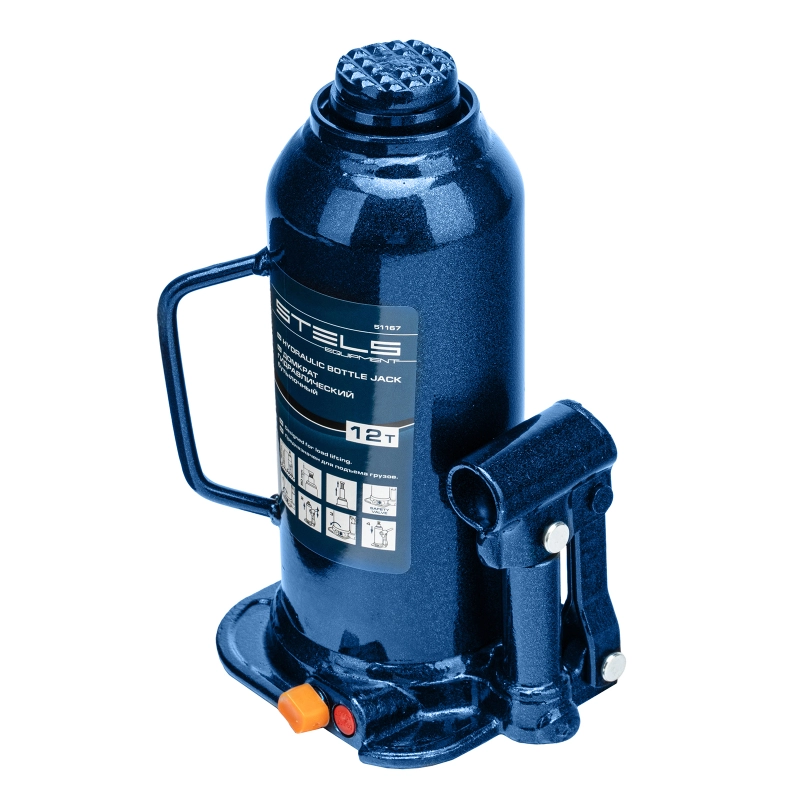 Домкрат гидравлический бутылочный, 12 т, h подъема 227-457 мм Stels (51167)