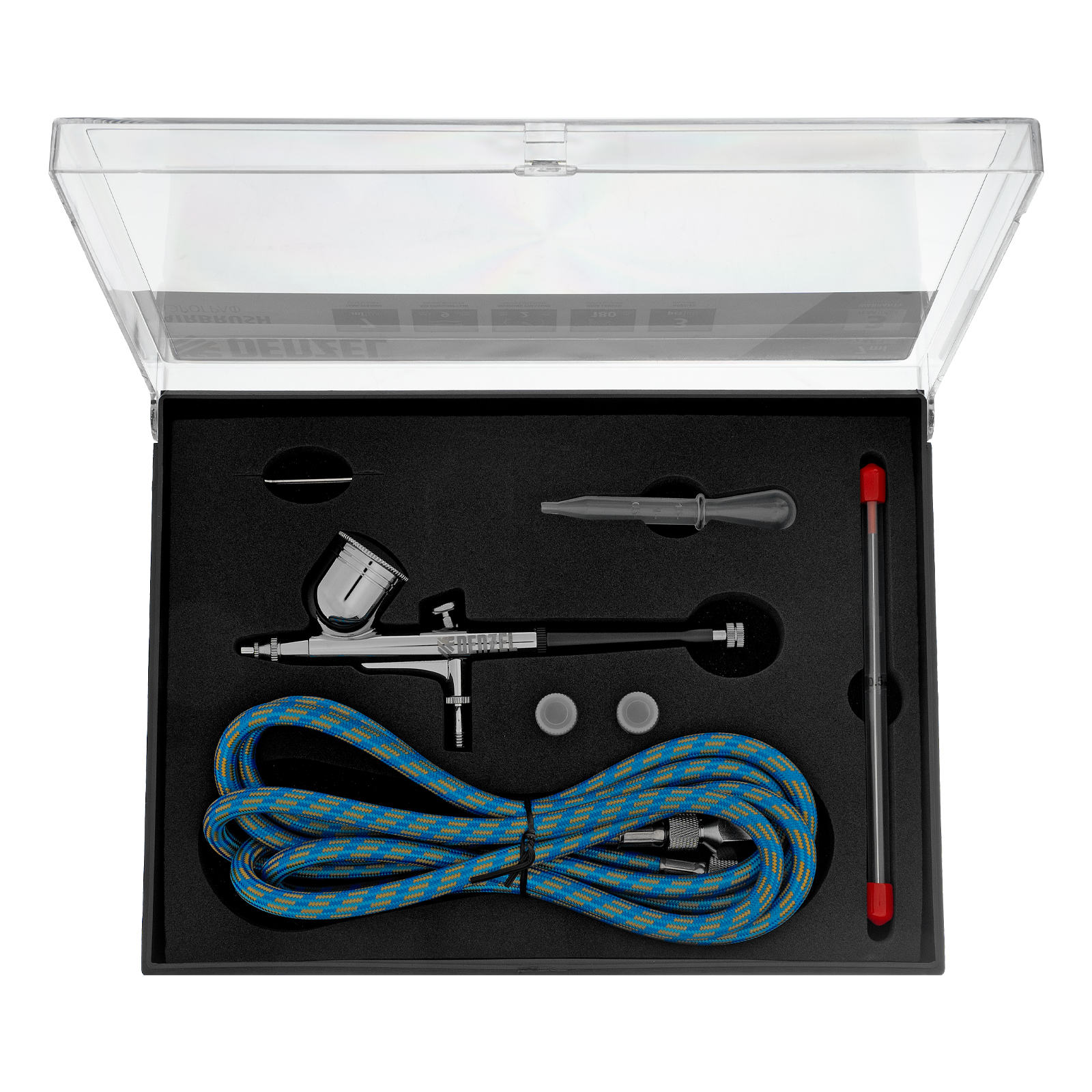 Аэрограф с верхним бачком AB1, 0.2/0.3/0.5 мм, 7 мл, 9 л/мин Denzel (57313)