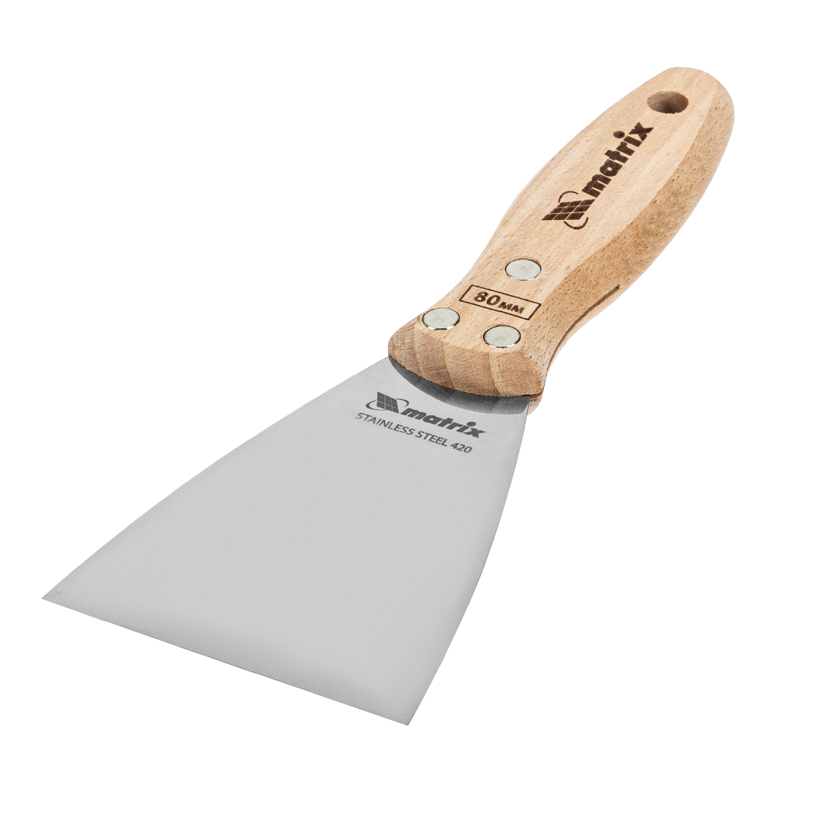Шпательная лопатка из нержавеющей стали, 80 мм, буковая рукоятка, EFP Matrix (85615)