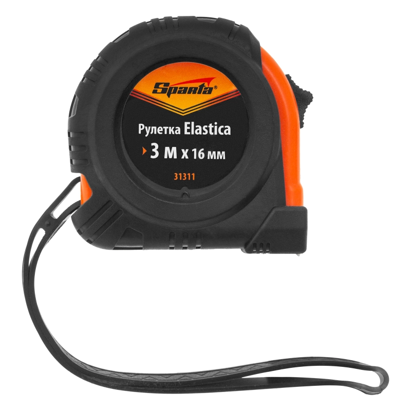 Рулетка Elastica,3 м х 16 мм,обрезиненный корпус Sparta (31311)