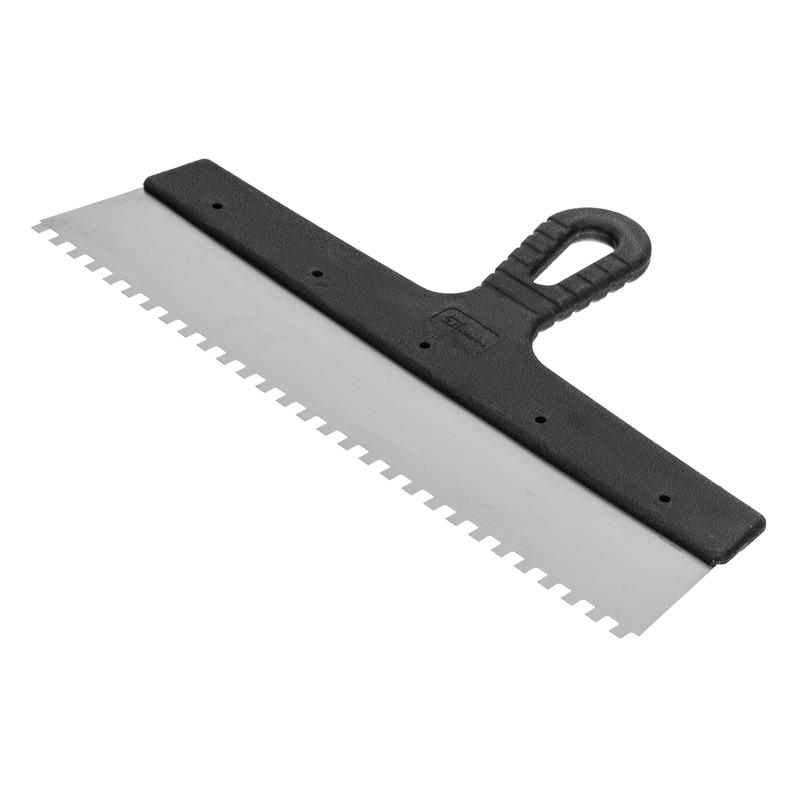 Шпатель  из нержавеющей стали, 350 мм, зуб 6 х 6 мм, пластмассовая ручка Сибртех (85468)