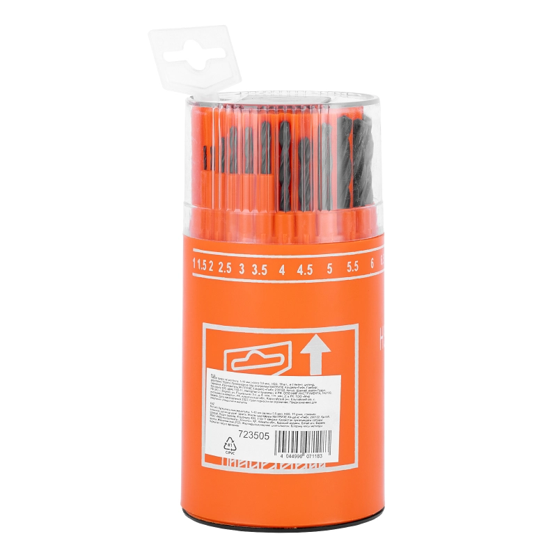 Набор сверл по металлу, 1-10 мм, (через 0.5 мм) HSS 19 шт, в стакане, цилиндрический хвостовик Sparta (723505)