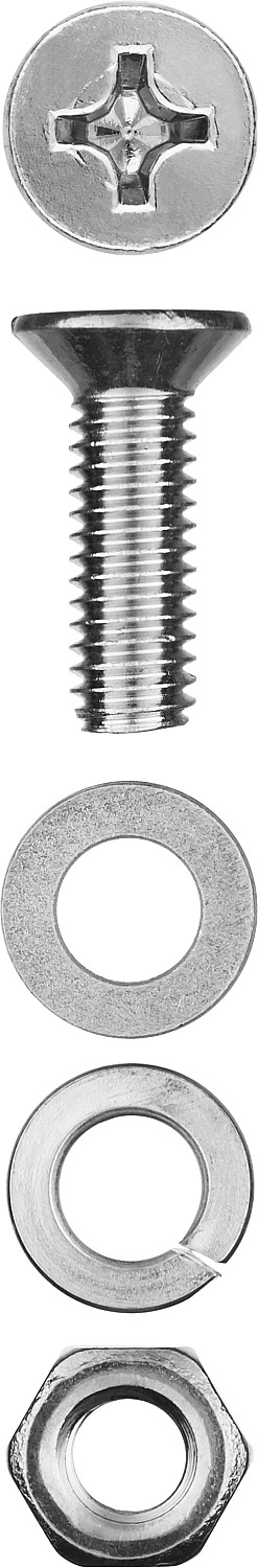ЗУБР DIN 965, M5 х 20 мм, цинк, 16 шт, винт с гайкой и шайбами (303456-05-020)
