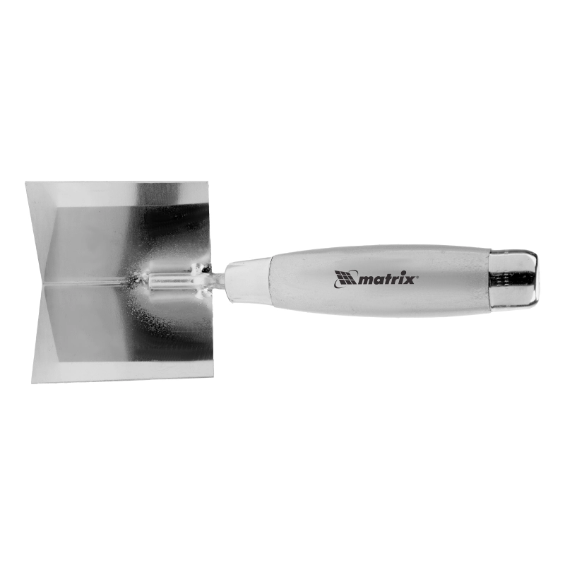 Мастерок из нержавеющей стали, 80 х 60 х 60 мм, для внутренних углов, деревянная ручка Matrix (86308)