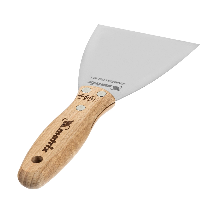 Шпательная лопатка из нержавеющей стали, 100 мм, буковая рукоятка, EFP Matrix (85617)