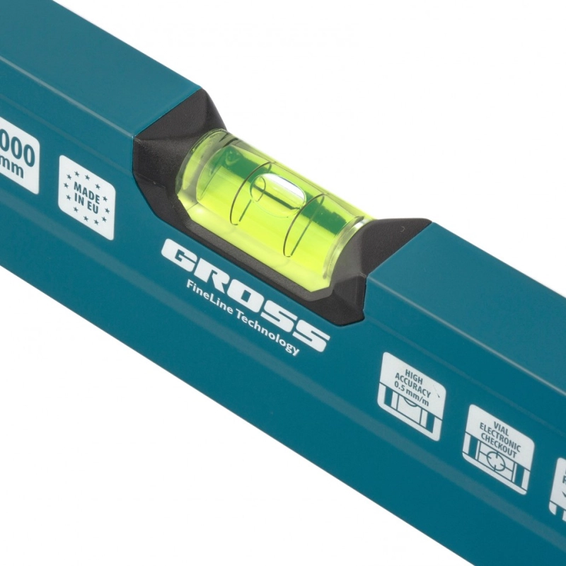 Уровень алюминиевый, 1500 мм, 2 рукоятки, фрезеровка, 3 глазка, Prazision Gross (34444)