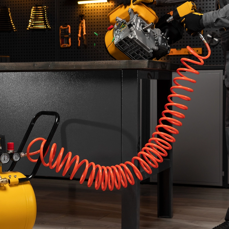 Шланг спиральный воздушный 8 х 12 мм, 18 бар, с быстросъемными соединениями, 15 м Stels (57019)