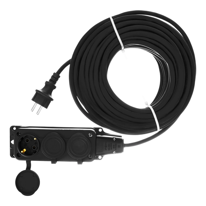 Удлинитель-шнур силовой Top Series, КГТТ, 20м, 3 розетки, 3 x 2,5 мм Denzel (37423)