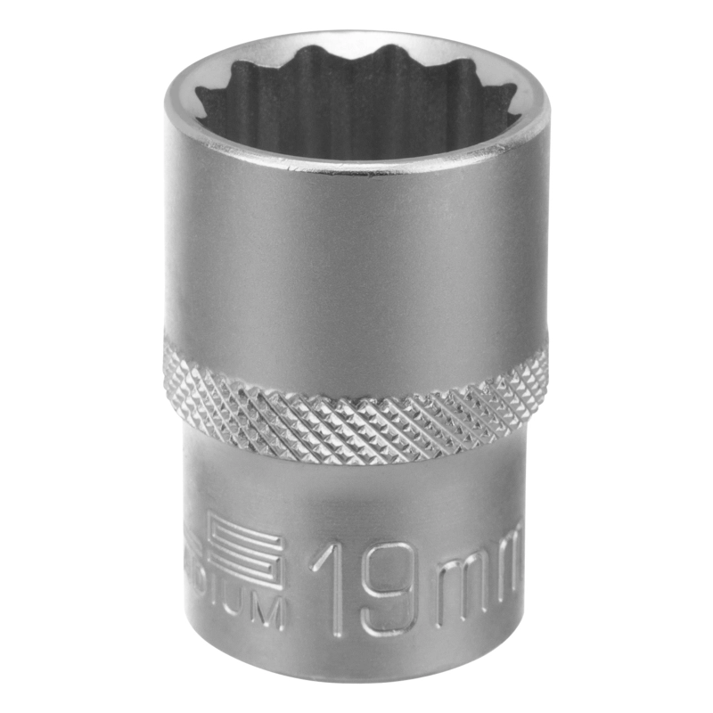 Головка торцевая, 19 мм, двенадцатигранная, CrV, под квадрат 1/2, хромированная Stels (13665)