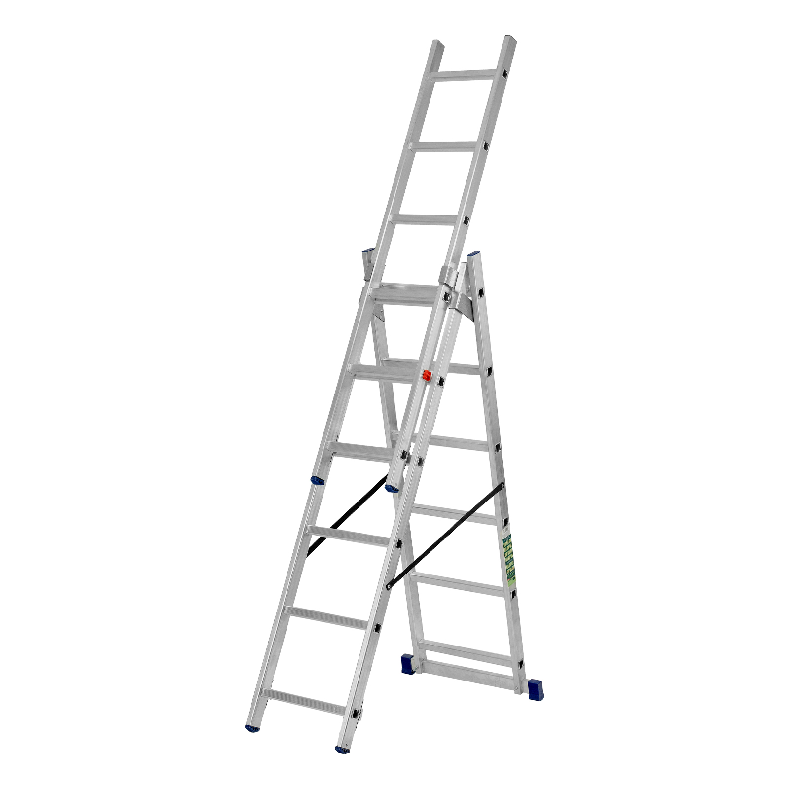 Лестница, 3 х 6 ступеней, алюминиевая, трехсекционная, Сибртех (97816)