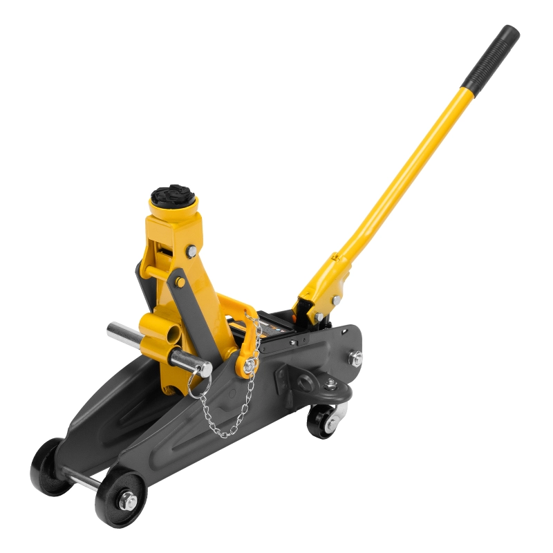 Домкрат гидравлический подкатной с фиксатором, 2 т, 130-330 мм, в кейсе Denzel (51154)