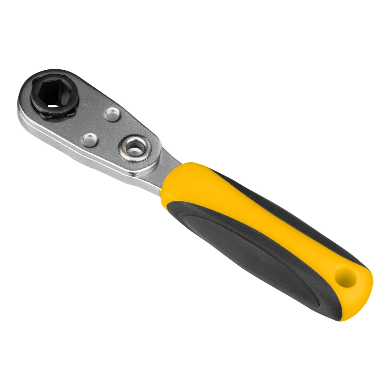 Ключ-трещотка для бит 1/4", 52 зуба, CrMo, адаптер для торцевых головок Denzel (11633)