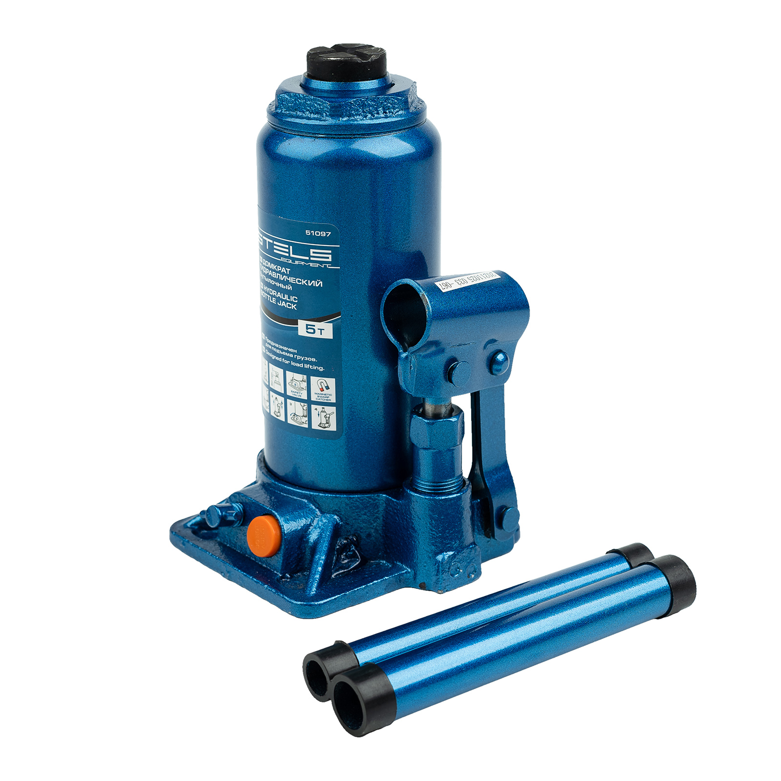 Домкрат гидравлический бутылочный, 5 т, H подъема 197-382 мм Stels (51097)