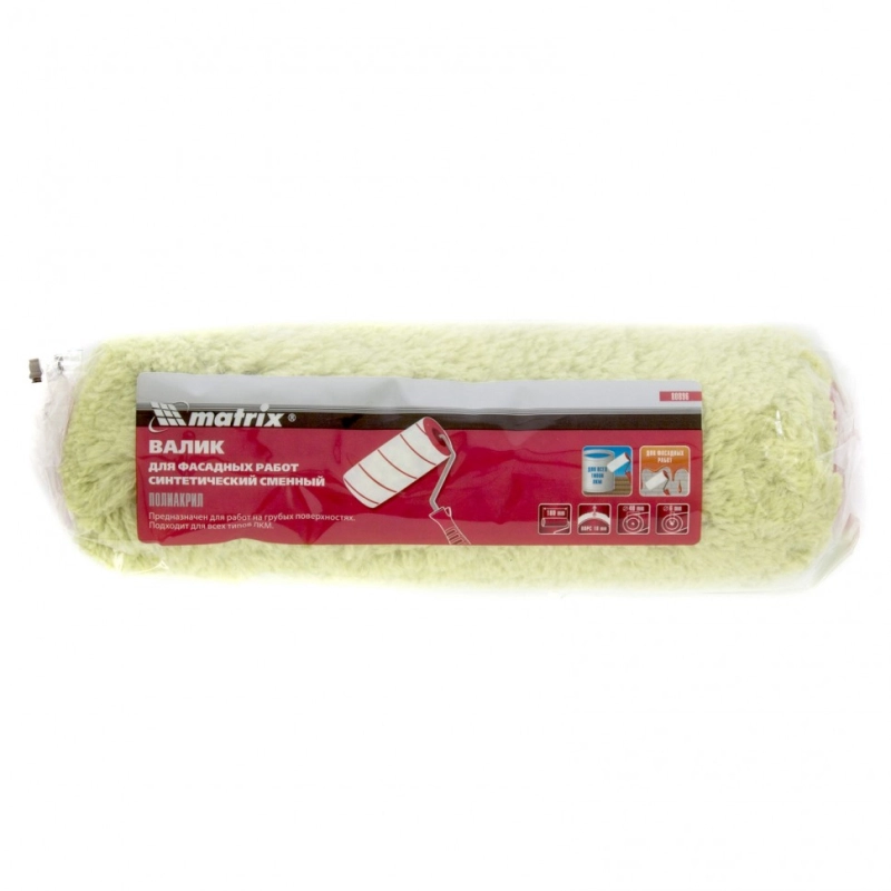 Валик сменный для фасадных работ синтетический, 180 мм, ворс 18 мм, D 36 мм, D ручки 6 мм, полиакрил Matrix (80896)