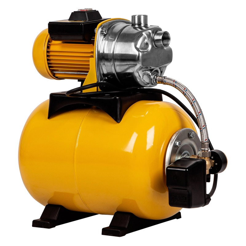 Насосная станция PS1000Х, 1000 Вт, 3500 л/ч, ресивер 24 л, подъем 44 м, нержавейка Denzel (97211)