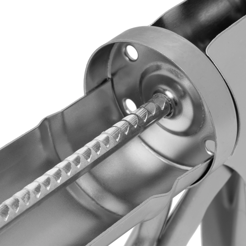 Пистолет для герметика, 310 мл, "полуоткрытый", хромированный, зубчатый шток 7 мм Matrix (88640)