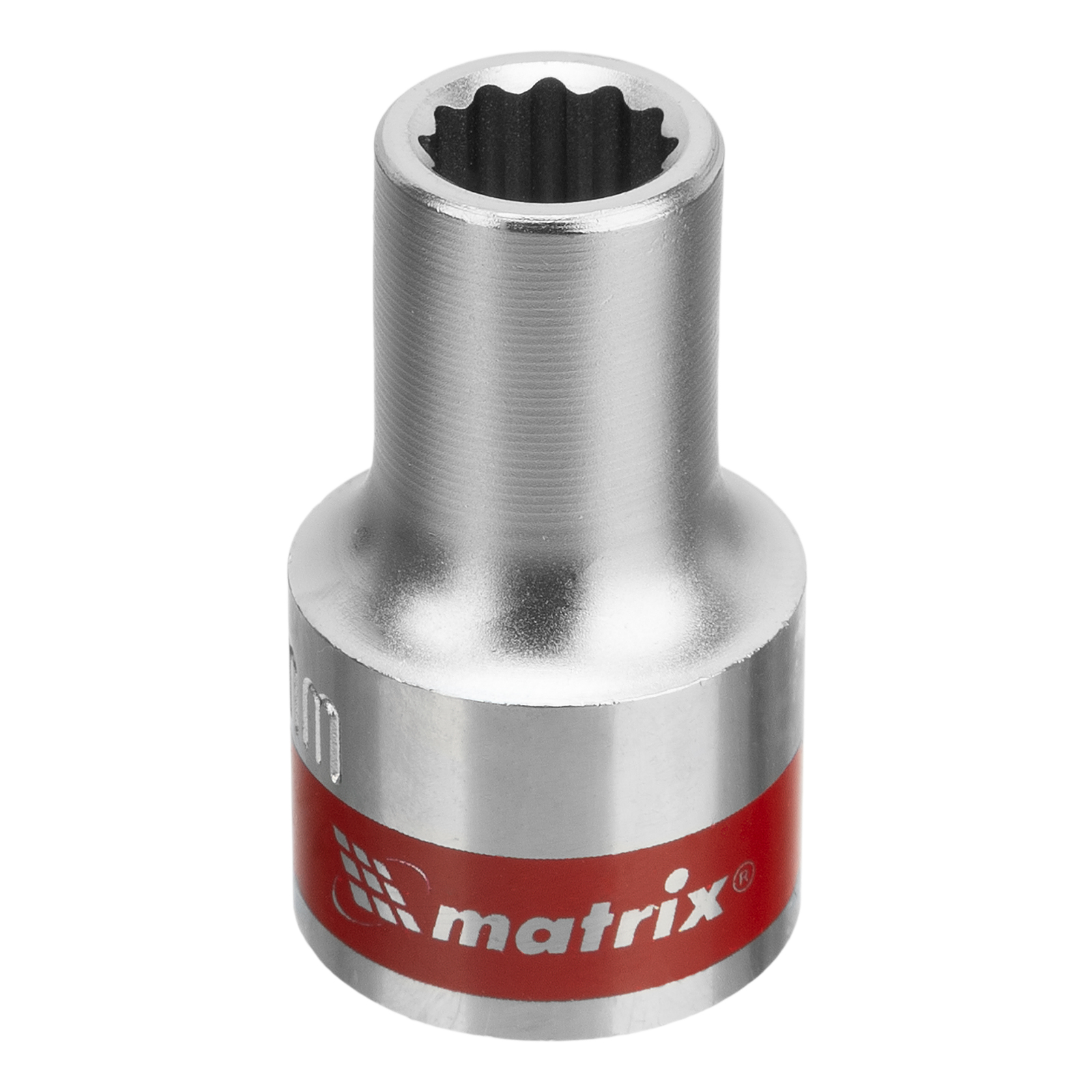 Головка торцевая, 9 мм, двенадцатигранная, CrV, под квадрат 1/2, хромированная Matrix (13678)