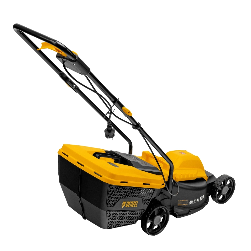 Газонокосилка электрическая GM-1100, 1100 Вт, шир. 32 см, 3 уров., травосб. 30 л Denzel (96626)