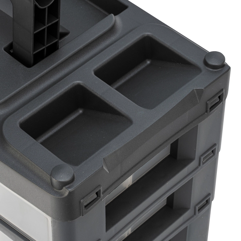 Органайзер для хранения с выдвижными лотками 310х150х260мм, 4 секции, пластик Stels (90728)