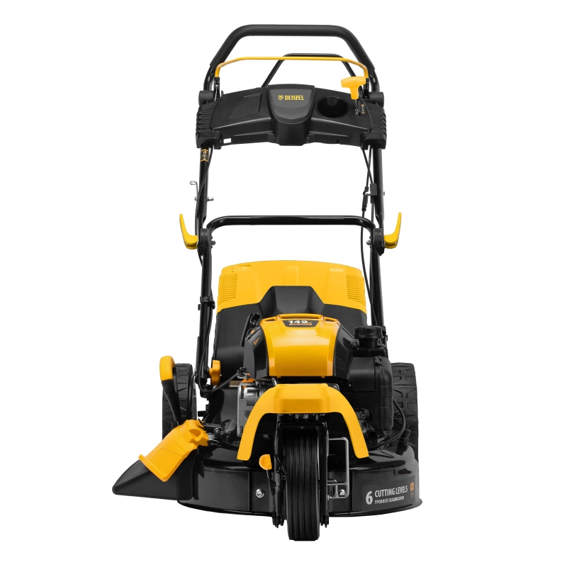 Бензиновая газонокосилка GLT-460SP-T, Trike 149 см3, 46 см, привод, панель, 60л Denzel (58810)